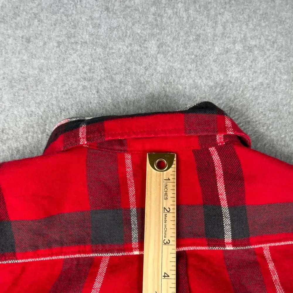 Vans Shirt Small Red Black Plaid Flannel Casual Button Up Long Sleeve Mens